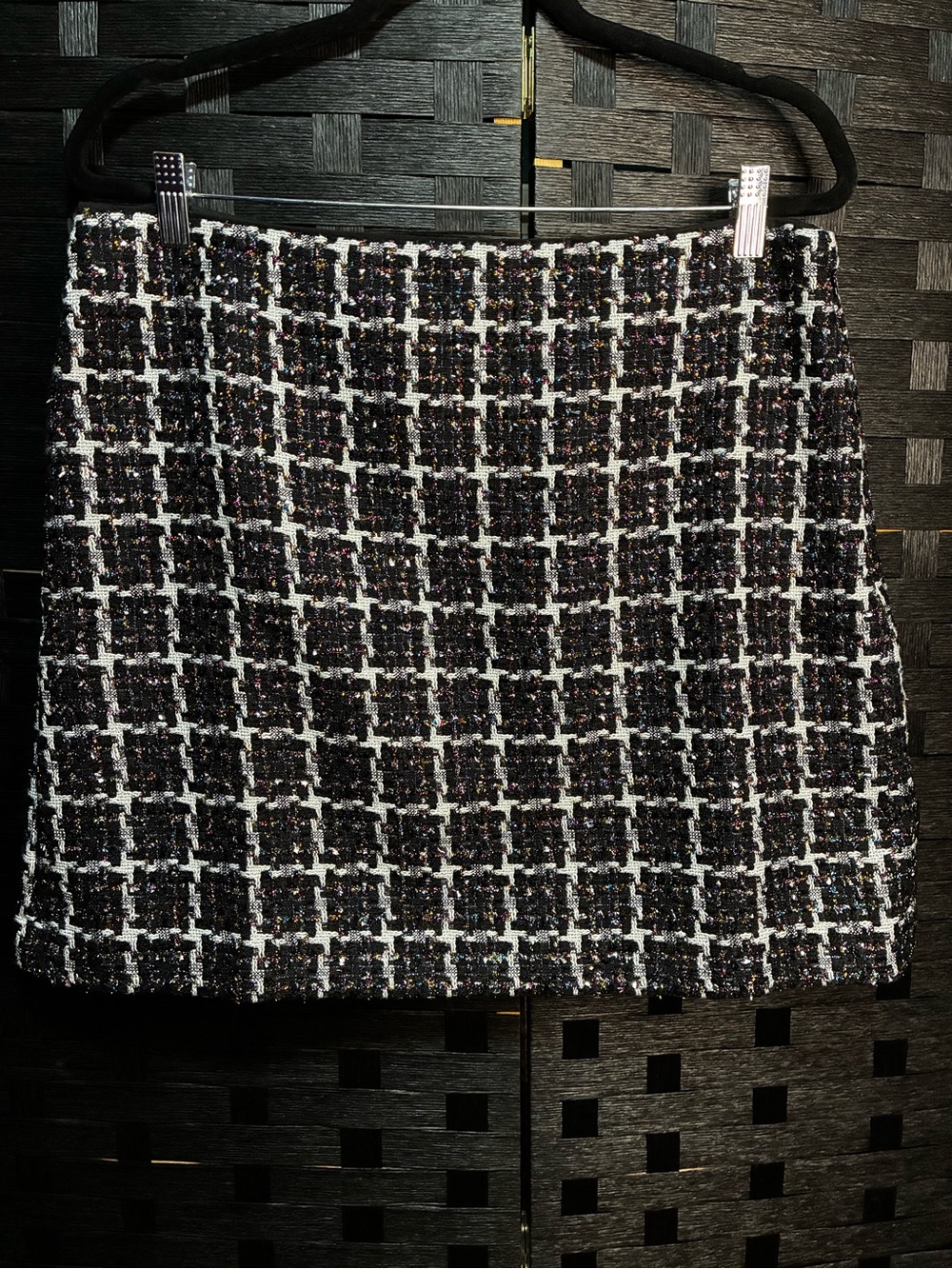 LOFT Black and White Tweed Mini Skirt